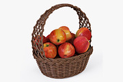 Wicker Basket 04 Brown with Apples