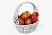 Wicker Basket 04 White with Apples