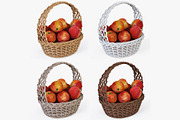 Wicker Basket 04 Set with Apples