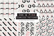 Ink & Pink Seamless Patterns