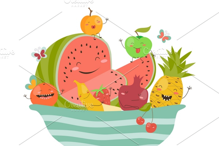 Funny cartoon fruits in Illustrations - product preview 8