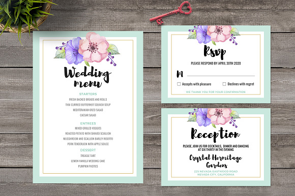 Pastel Wedding Invitation Set in Wedding Templates - product preview 1