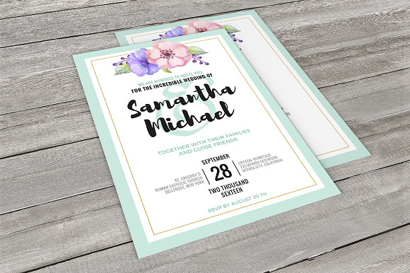 Pastel Wedding Invitation Set in Wedding Templates - product preview 2