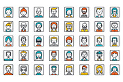 Set of people avatars on white