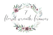 7 watercolor floral wreath frames