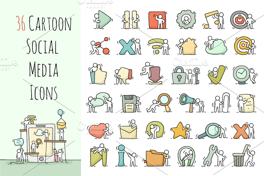 Cartoon social media icons in Cartoon Icons - product preview 8
