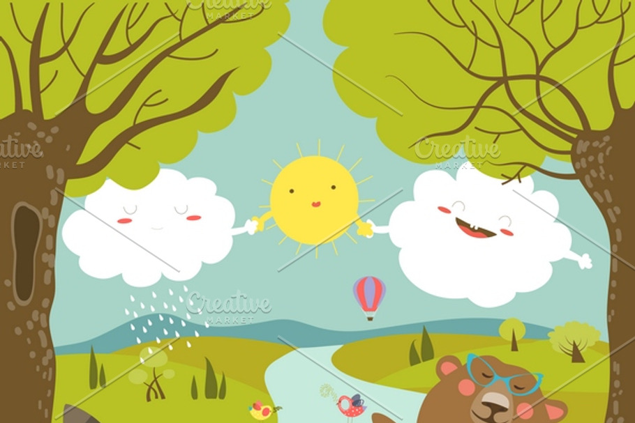 Animals at picnic in forest in Illustrations - product preview 8