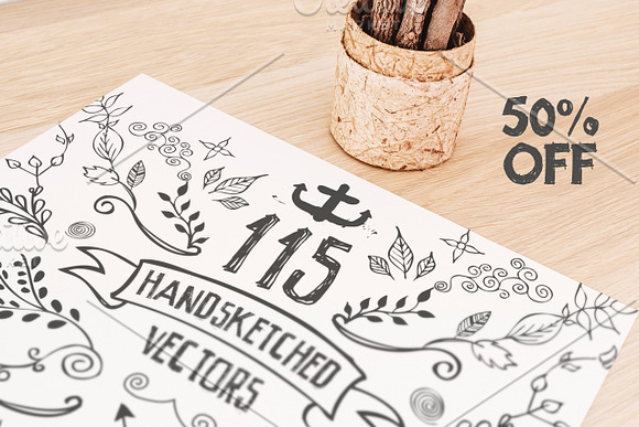 115 Handsketched Vector Elements Kit in Illustrations - product preview 4