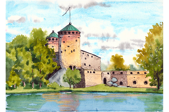 Watercolor European landmarks in Illustrations - product preview 2