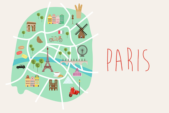 New York, London and Paris city map  in Illustrations - product preview 1