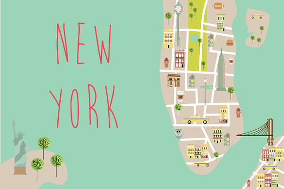 New York, London and Paris city map  in Illustrations - product preview 2
