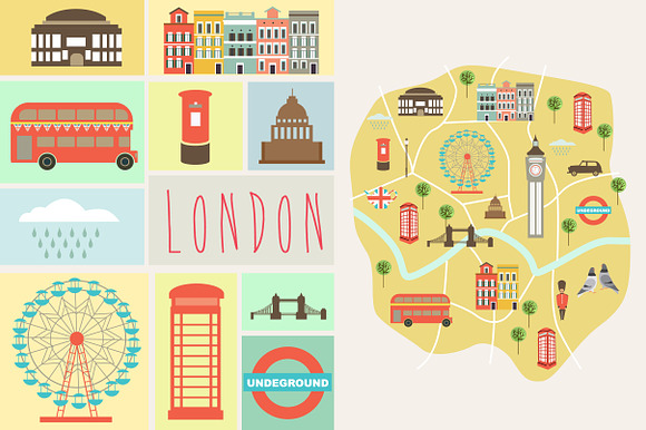 New York, London and Paris city map  in Illustrations - product preview 3