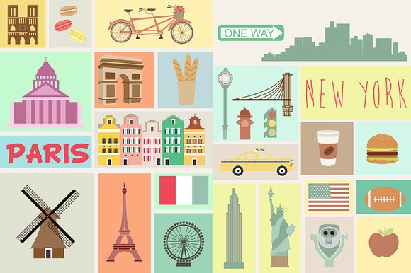 New York, London and Paris city map  in Illustrations - product preview 4