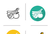Fruit icons. Vector