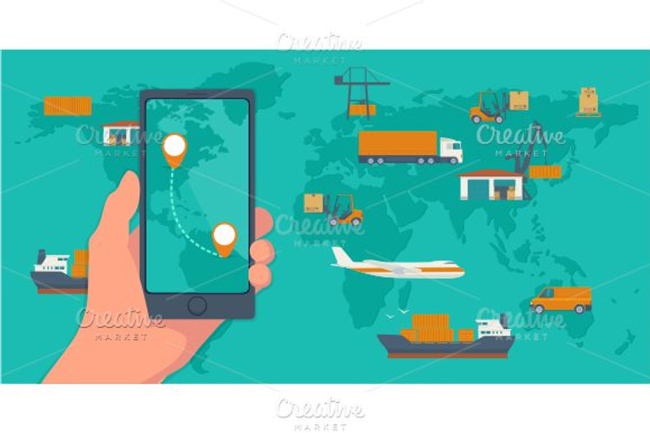 Phone mobile app cargo, logistic   in Illustrations - product preview 8