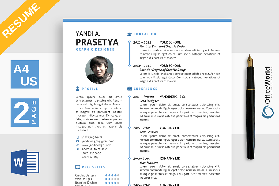 Clean Simple Resume / CV Ms Word in Resume Templates - product preview 8