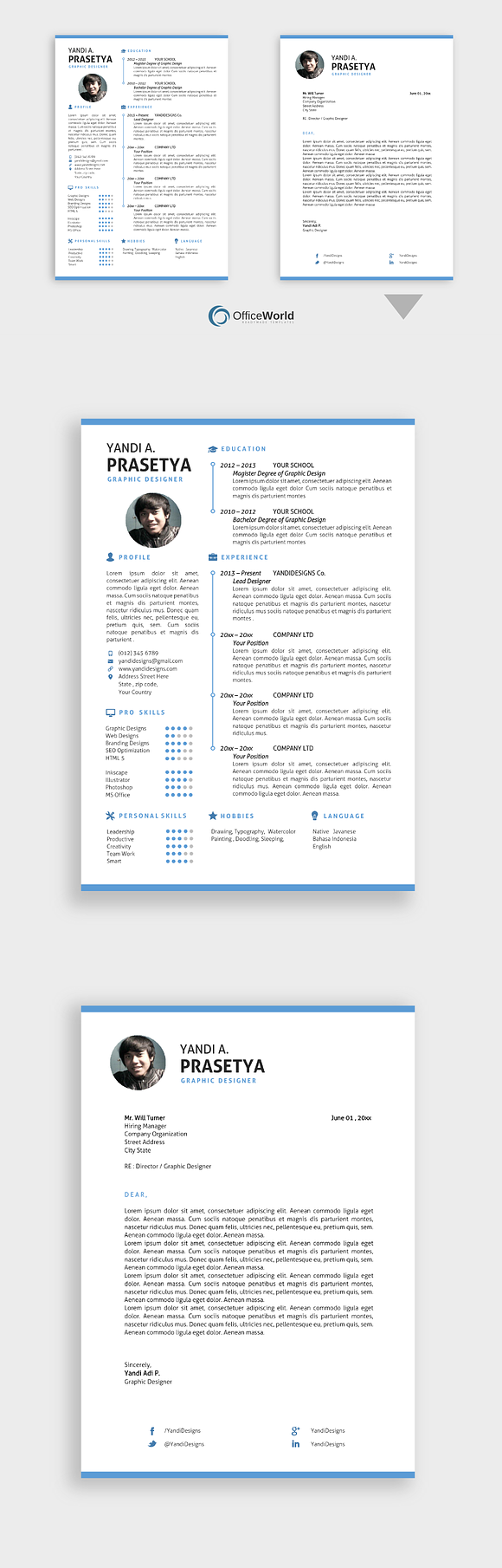 Clean Simple Resume / CV Ms Word in Resume Templates - product preview 1