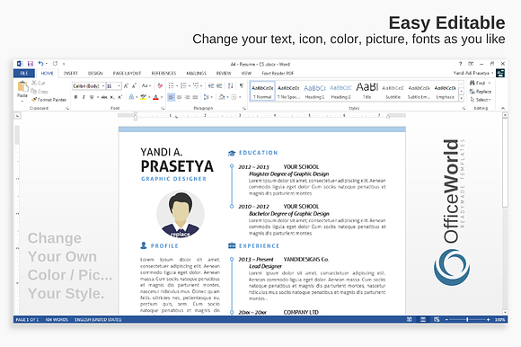 Clean Simple Resume / CV Ms Word in Resume Templates - product preview 3