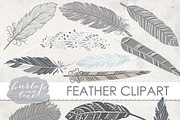 VECTOR/ Hand Drawn clipart feathers