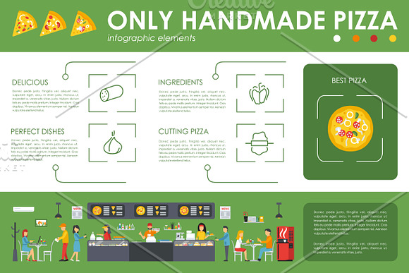 12 Pizzeria Flat Infographics in Presentation Templates - product preview 1
