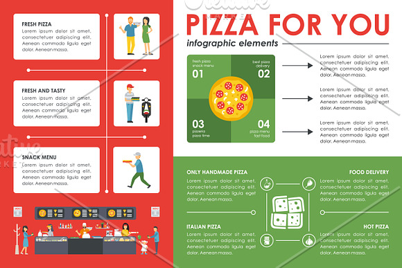 12 Pizzeria Flat Infographics in Presentation Templates - product preview 2
