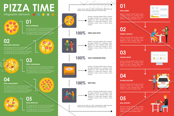 12 Pizzeria Flat Infographics in Presentation Templates - product preview 4