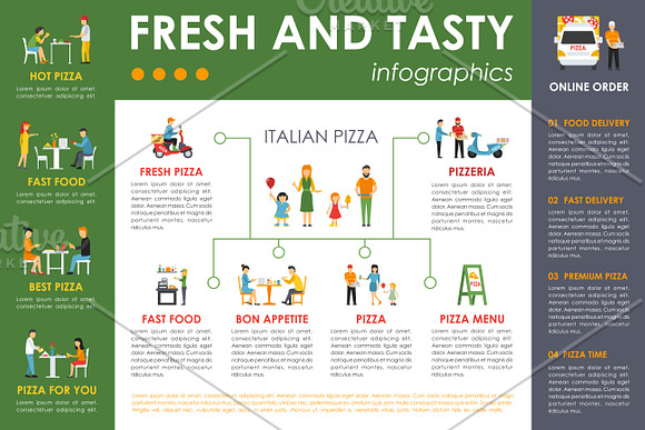 12 Pizzeria Flat Infographics in Presentation Templates - product preview 5