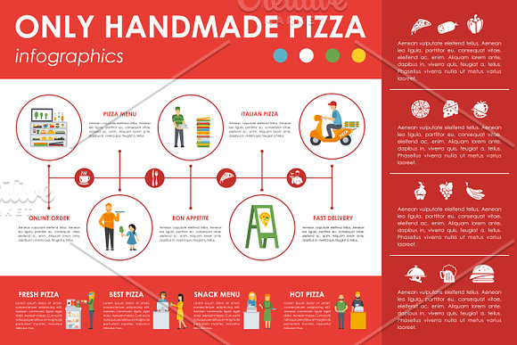 12 Pizzeria Flat Infographics in Presentation Templates - product preview 6