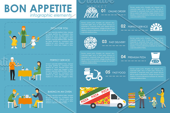 12 Pizzeria Flat Infographics in Presentation Templates - product preview 10