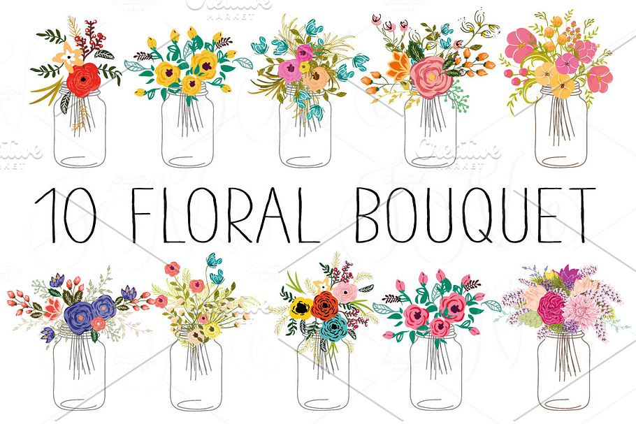 10 floral bouquets in Illustrations - product preview 8
