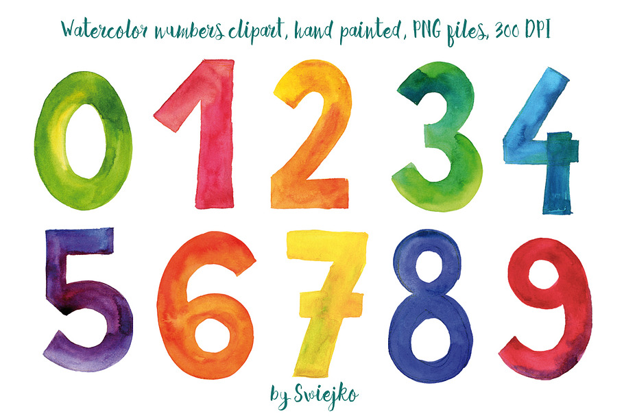Watercolor Numbers