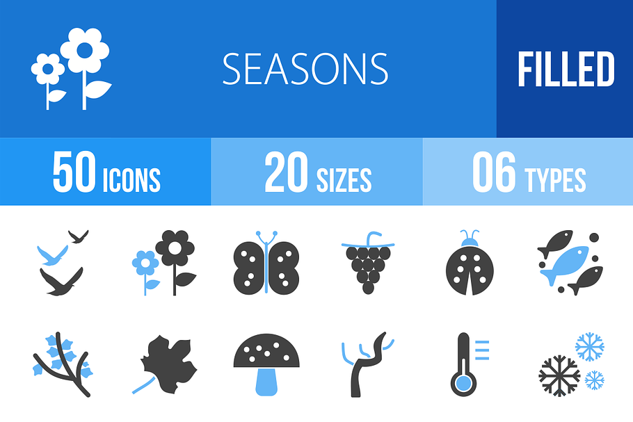 50 Seasons Blue & Black Icons