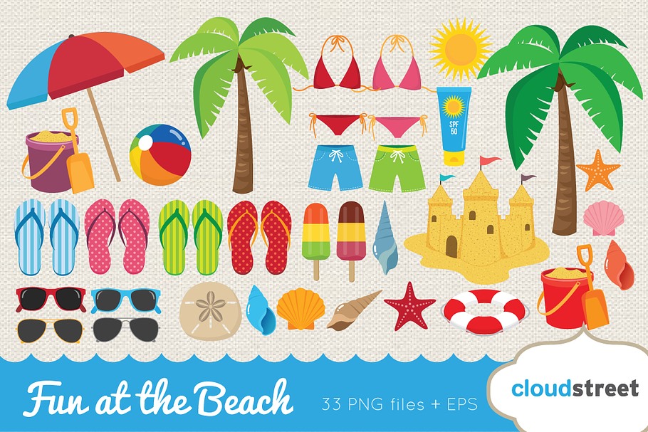 Fun at the beach clipart in Illustrations - product preview 8