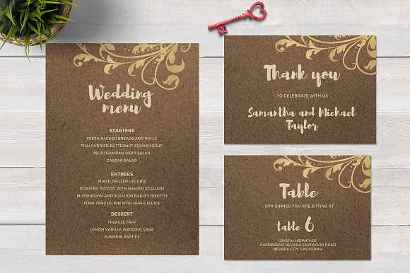 Kraft paper and Gold foil invitation in Wedding Templates - product preview 2