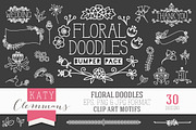 Floral Doodles clip art bumper pack