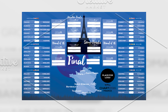 2020 European Championship WallChart in Templates - product preview 1