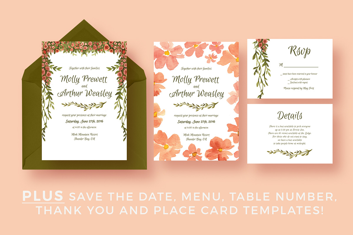 Floral Garland Wedding Suite in Wedding Templates - product preview 8