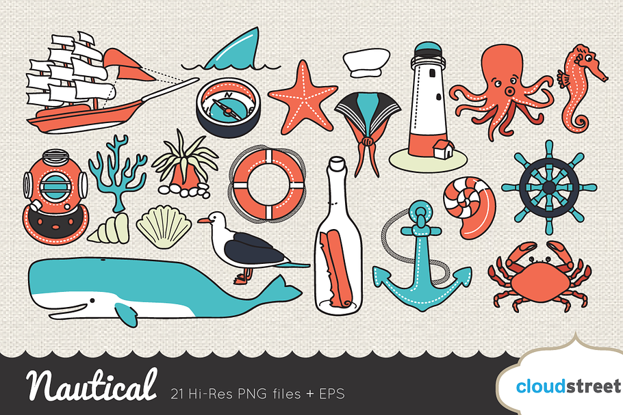 Nautical Clipart in Illustrations - product preview 8