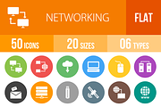 50 Networking Flat Round Icons