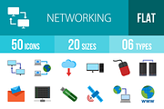 50 Networking Flat Colorful Icons