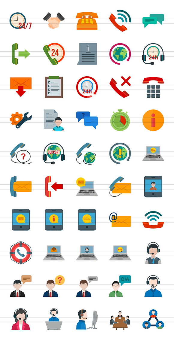 50 Customer Flat Colorful Icons in Icons - product preview 1