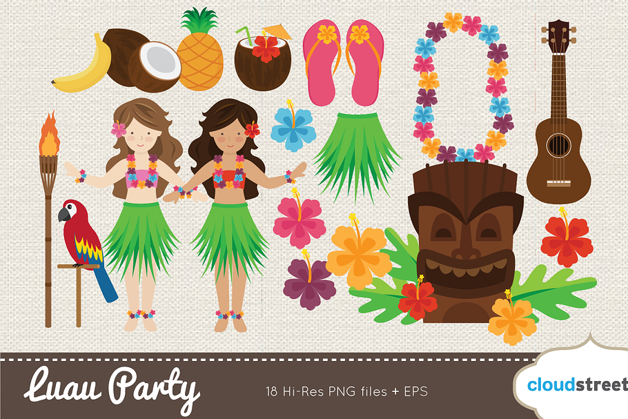 Luau Party Clipart in Illustrations - product preview 8