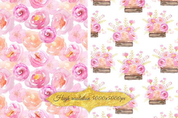 Watercolor Floral Patterns Vol.1 in Patterns - product preview 2