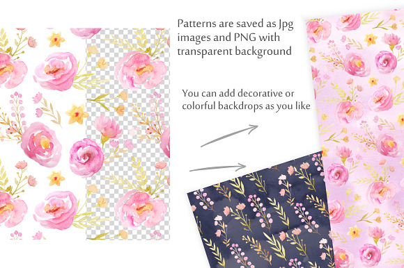 Watercolor Floral Patterns Vol.1 in Patterns - product preview 4