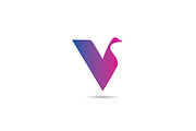 V letter swan vector logo