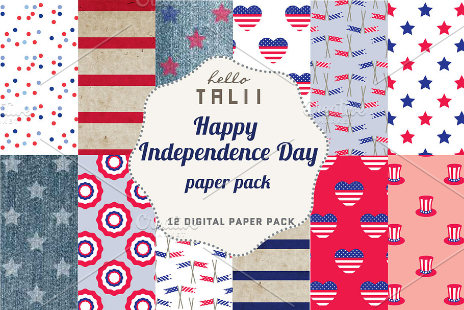 Happy Independence Day Digital Paper in Patterns - product preview 8
