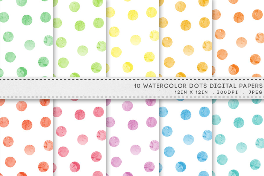 Watercolor Dots Spots Digital Paper in Patterns - product preview 8