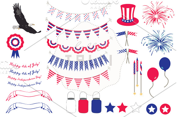 Happy 4th of July Clip Art in Illustrations - product preview 1