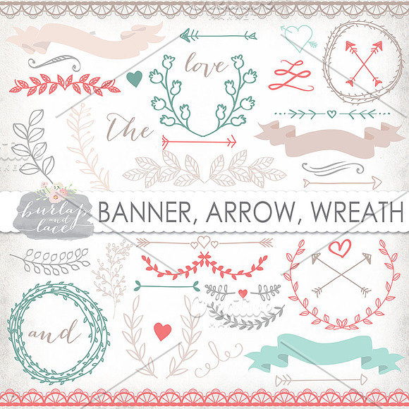 Vector laurel, arrow,wreath clipart in Illustrations - product preview 1