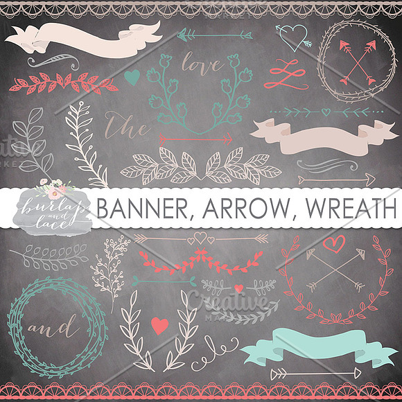 Vector laurel, arrow,wreath clipart in Illustrations - product preview 1